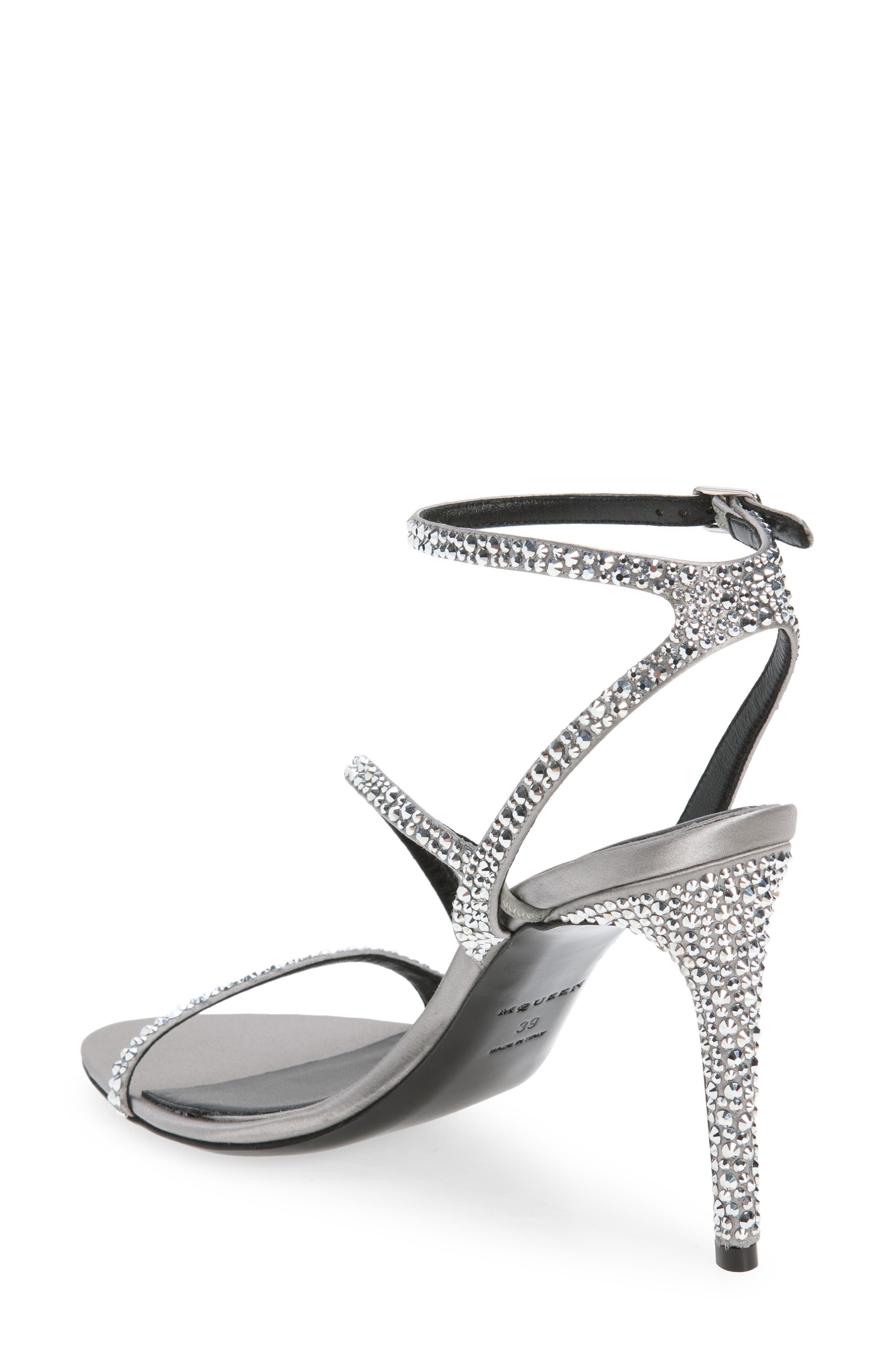 Crystal Embellished Ankle Strap Sandal, Alternate, color, BITUMEN