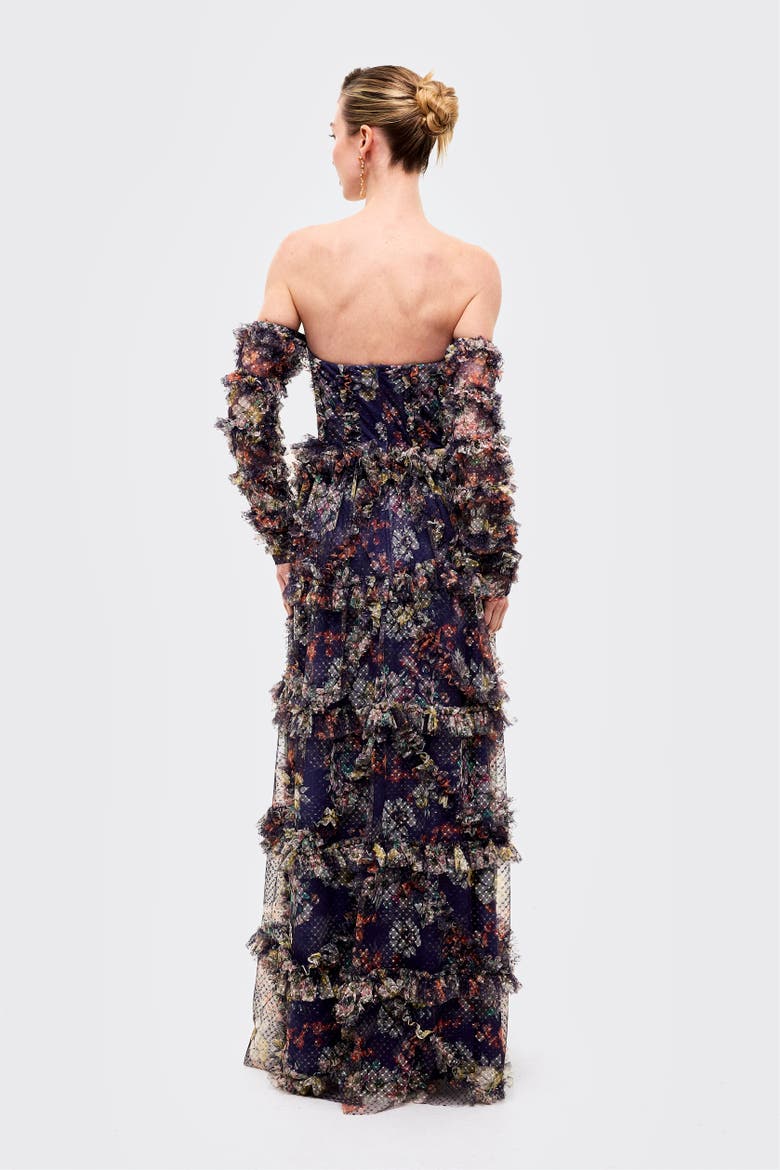 Floral Ruffle Dress, Alternate, color, Mid Night Blue