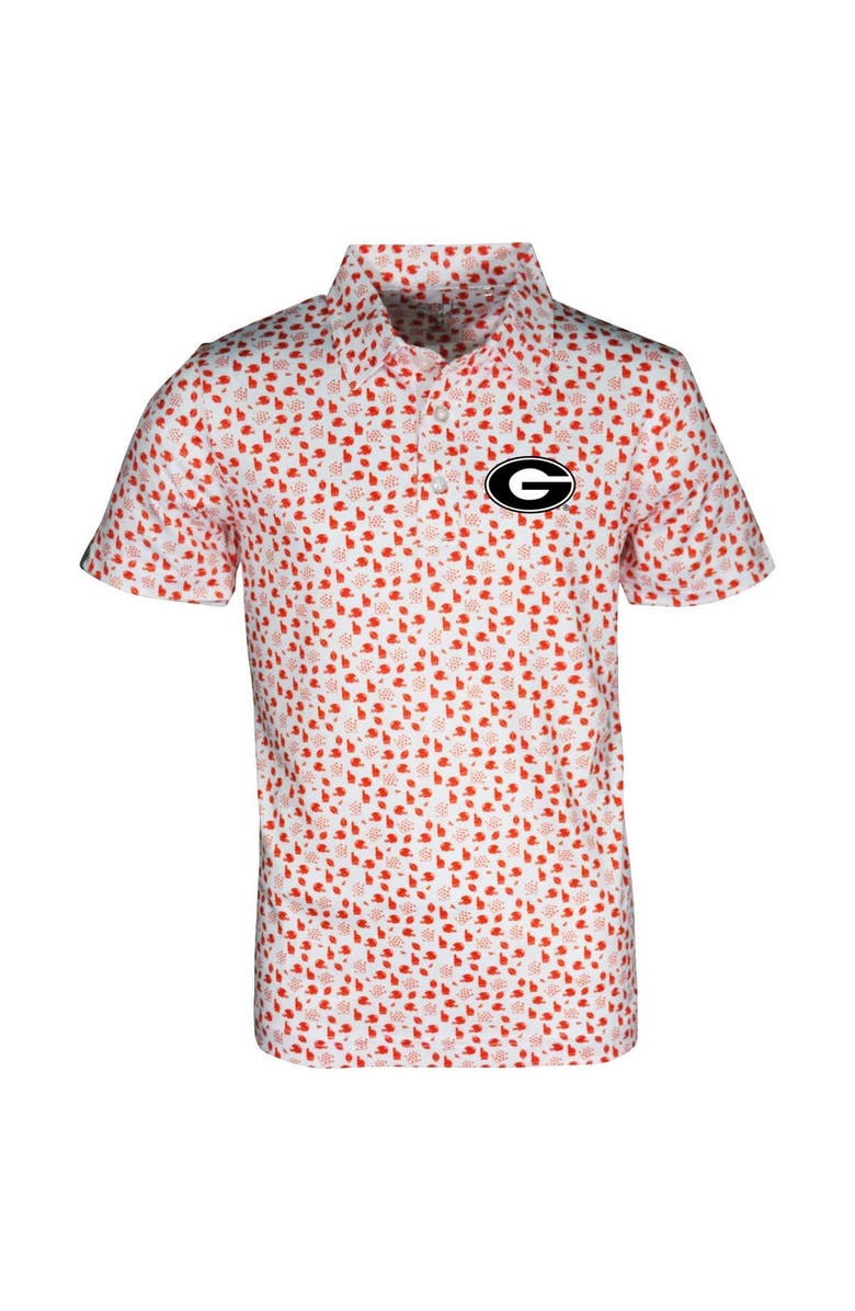 GARB Youth Garb White Georgia Bulldogs Earnest Allover Print Polo, Main, color, 