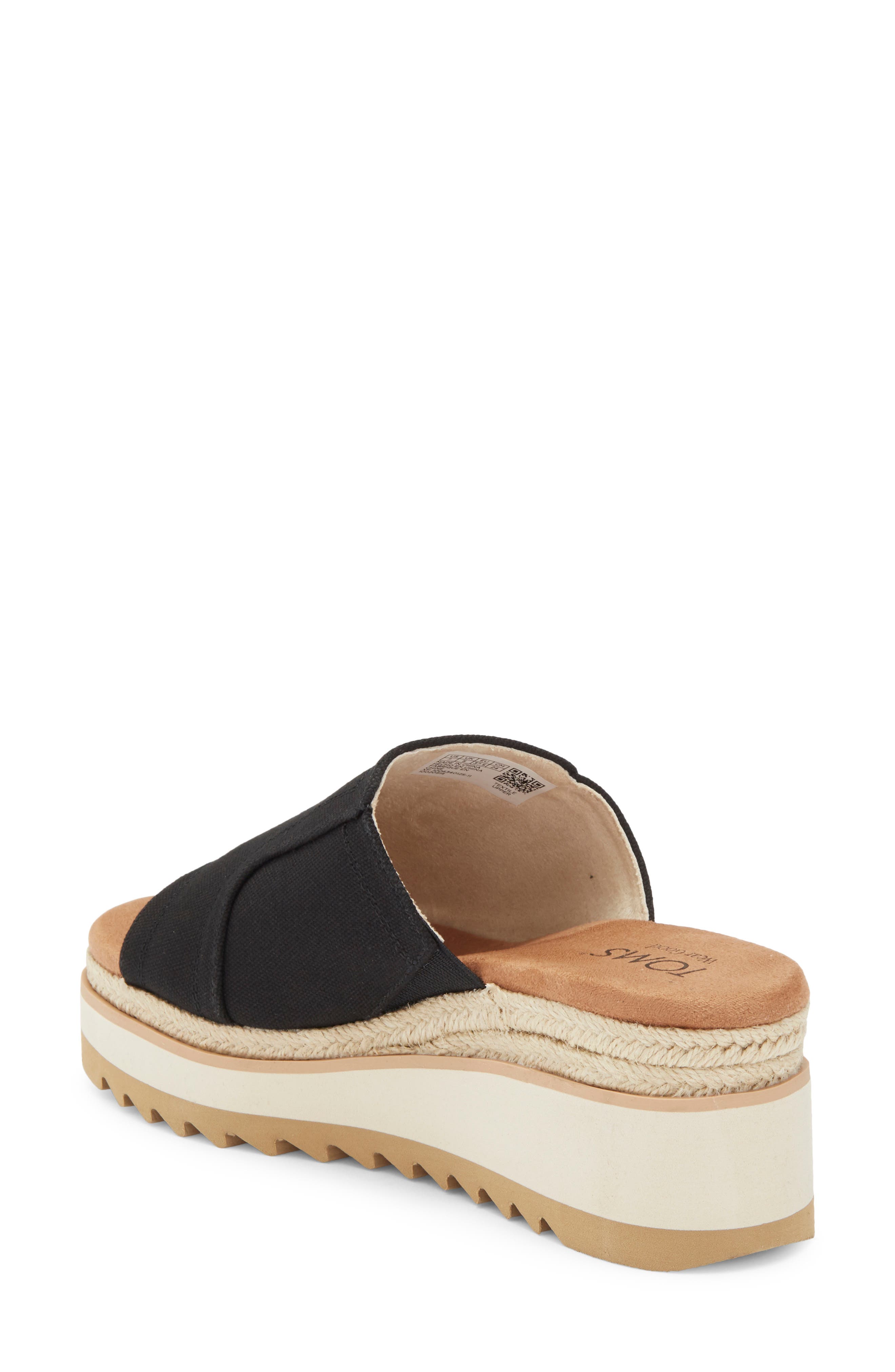 TOMS Naia Platform Wedge Espadrille Slide Sandal, Alternate, color, Black