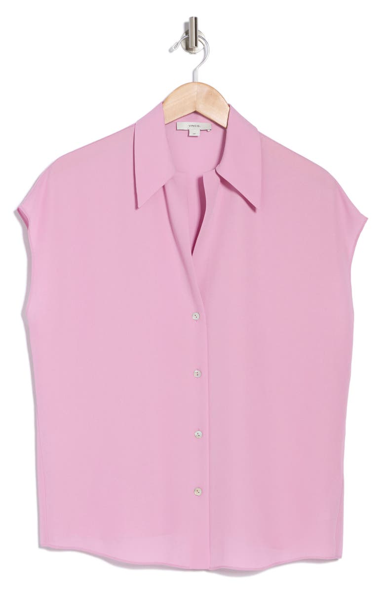 Vince Cap Sleeve Button Front Top, Alternate, color, Pale Vervain