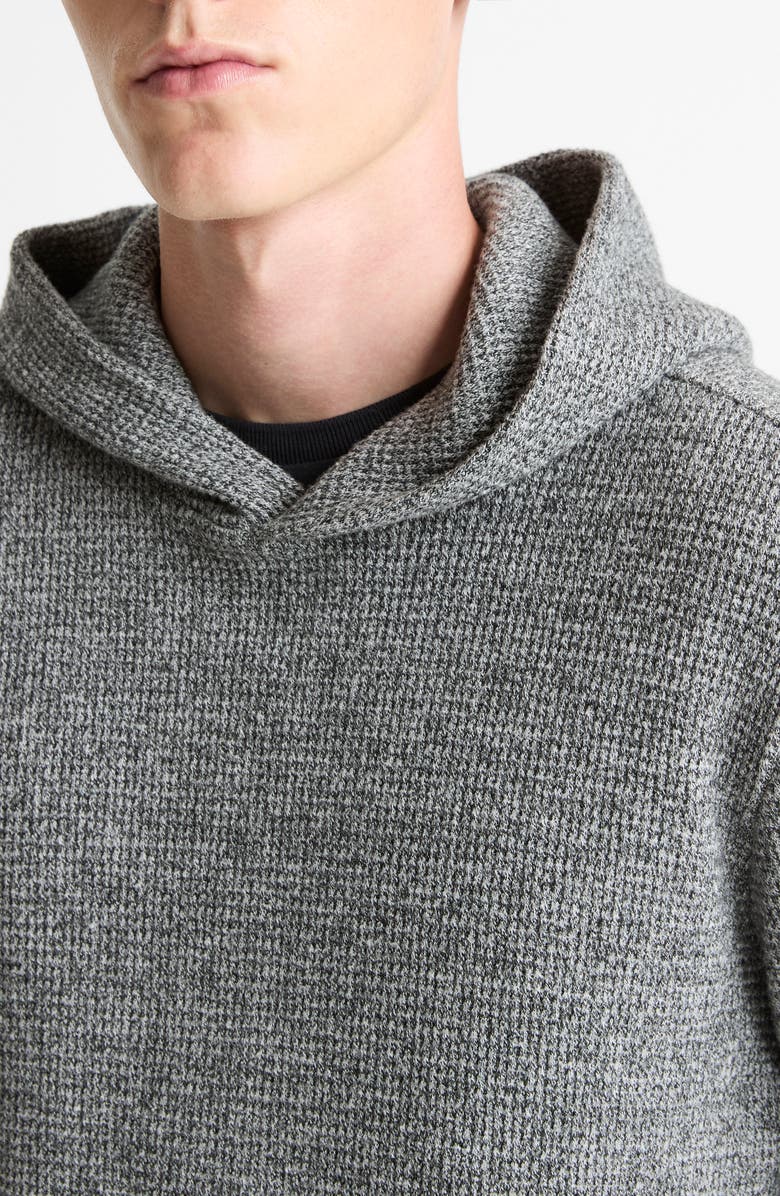 Vince Brushed Waffle Texture Pullover Hoodie, Alternate, color, Heather Black
