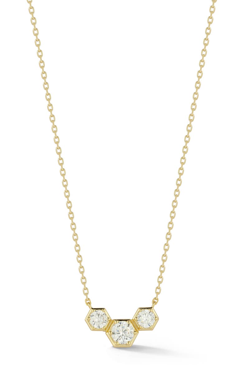 Hexagon Cubic Zirconia Pendant Necklace, Main, color, GOLD