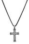 Men's Two-Tone Stainless Steel Crystal Cross Pendant Necklace