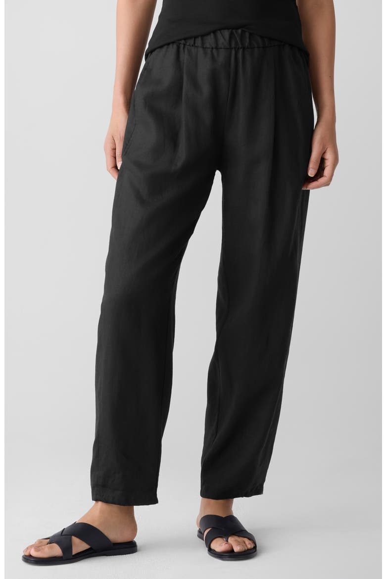Organic Linen Ankle Lantern Pants, Main, color, BLACK