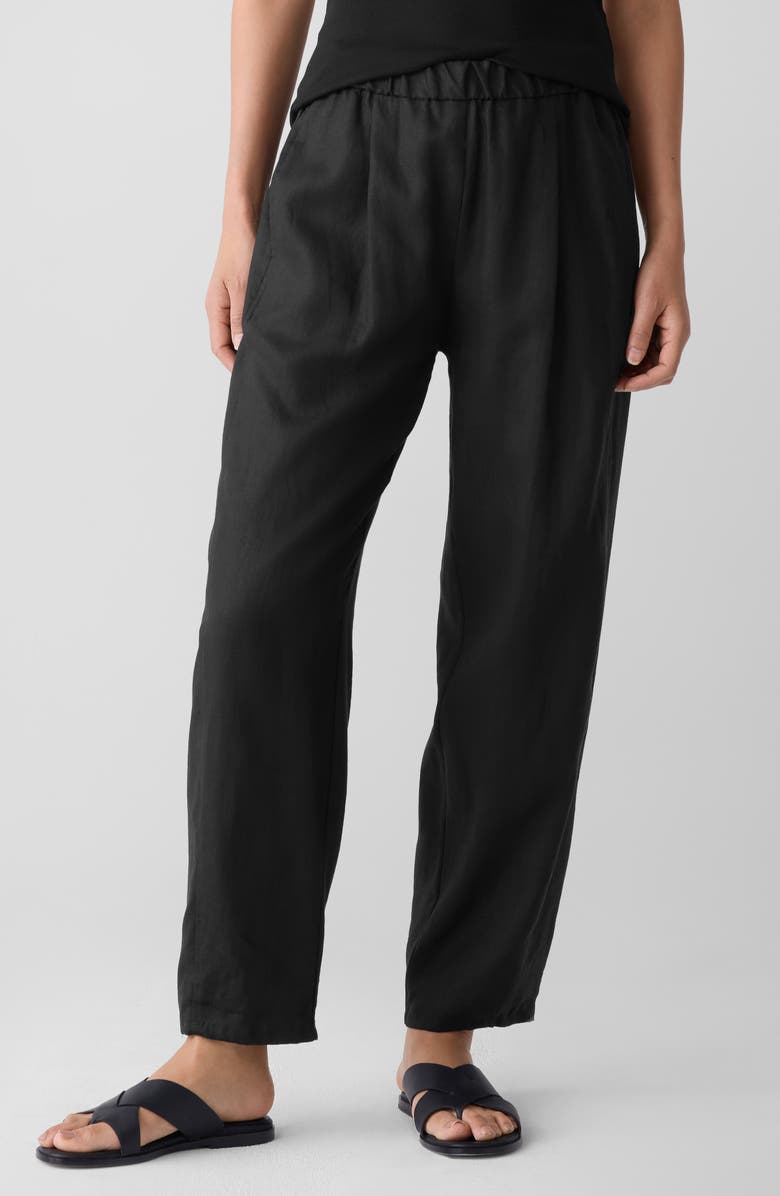 Eileen Fisher Organic Linen Ankle Lantern Pants, Main, color, Black