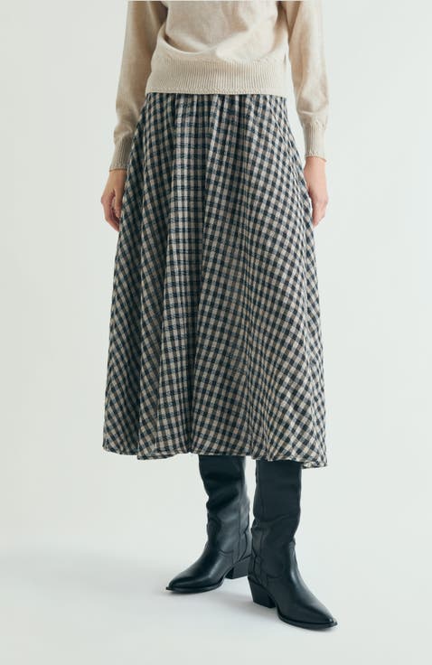 Plaid Midi Skirt