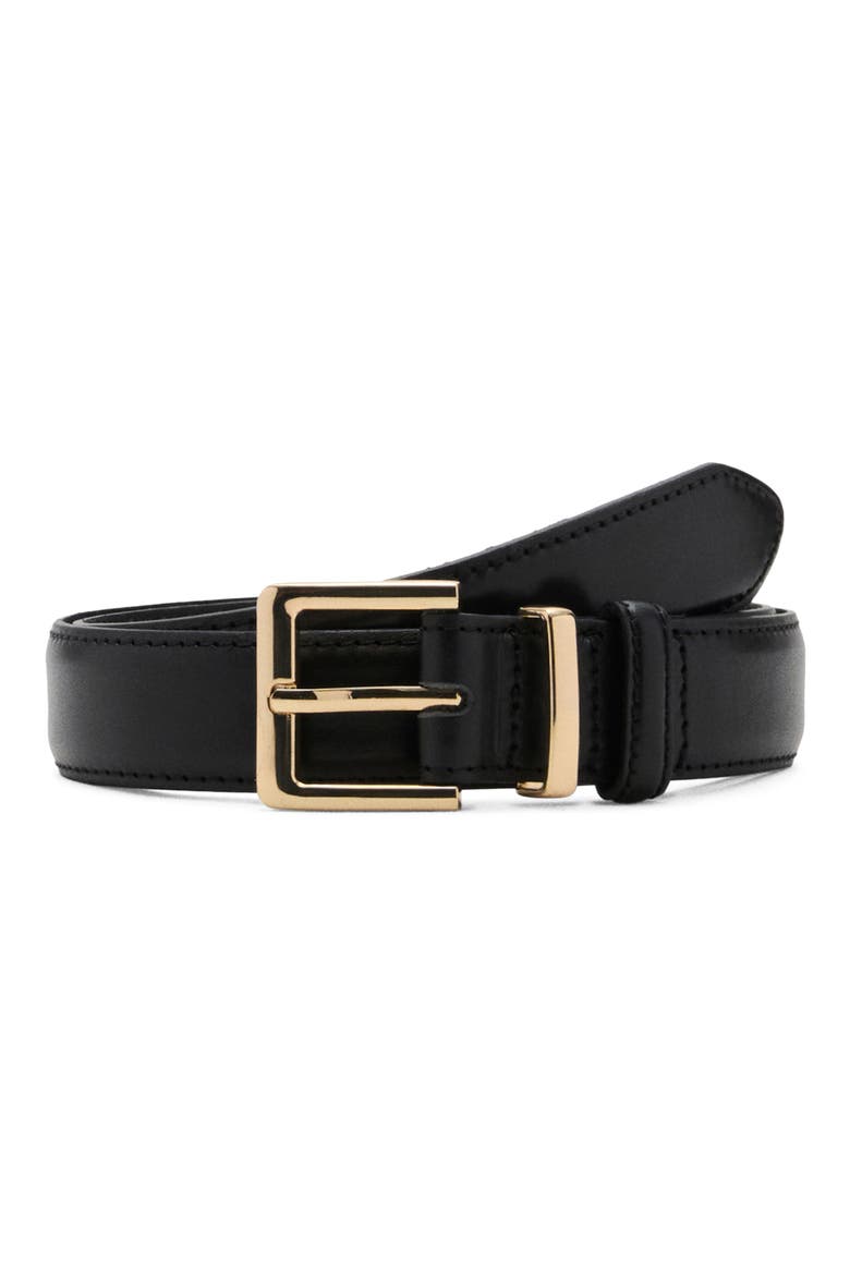 Leather Belt, Main, color, BLACK