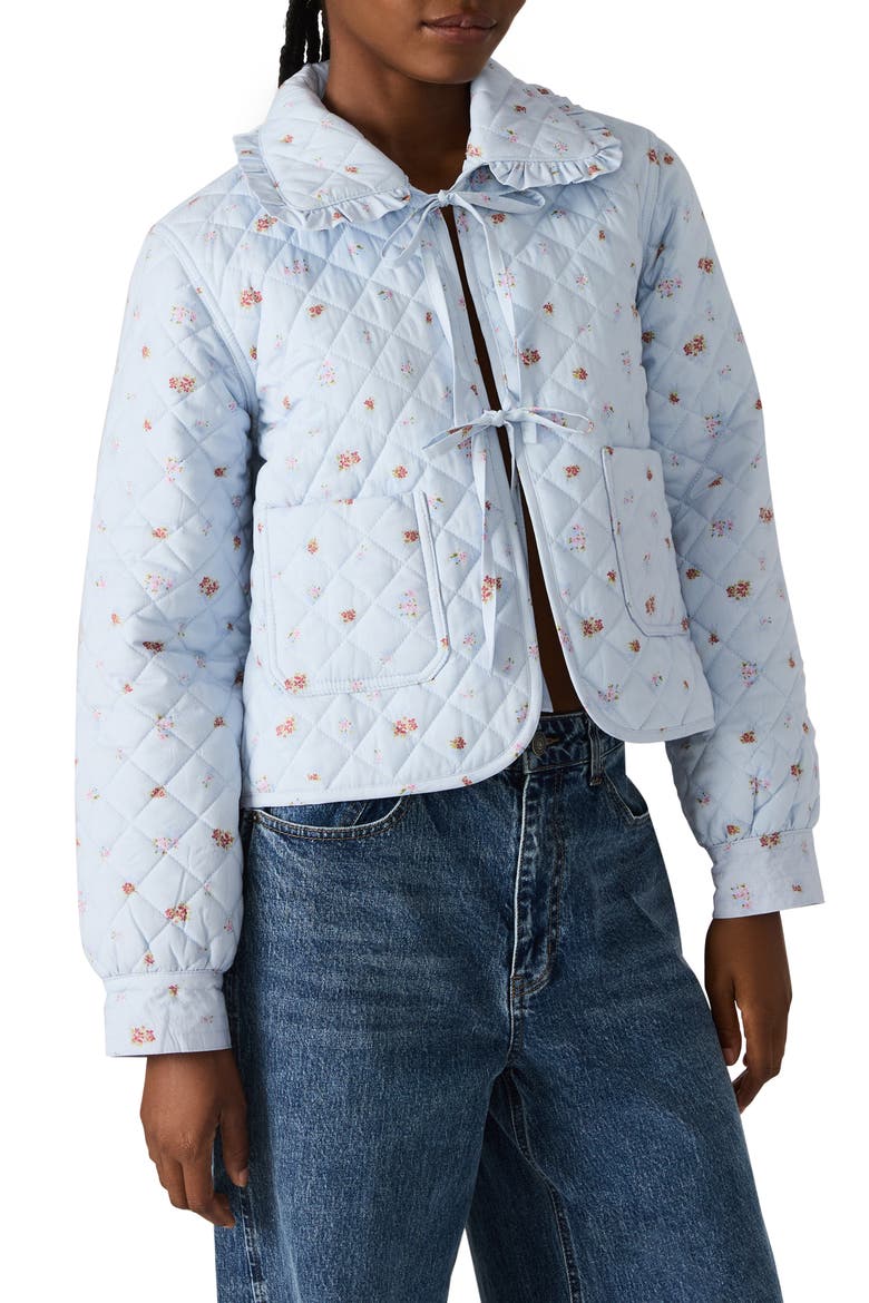 Nellie Floral Quilted Cotton Blend Jacket, Alternate, color, BLURRY FLORAL