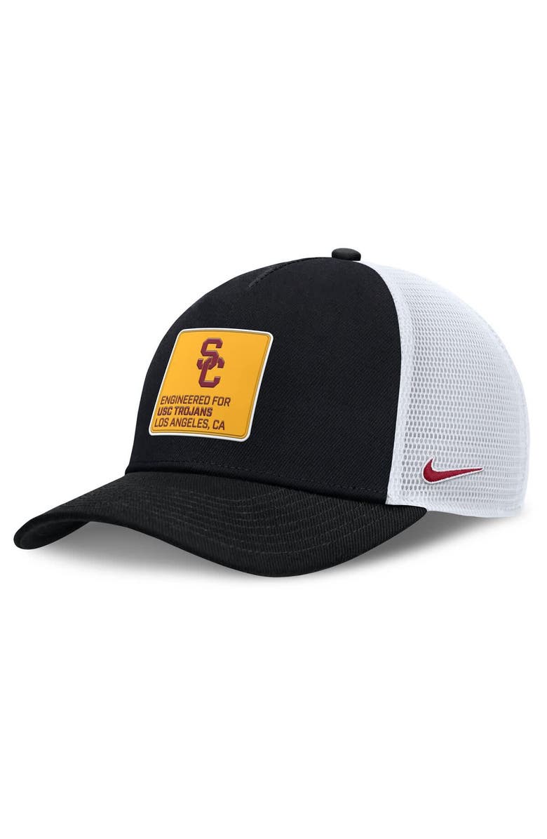 Nike Men's Nike  Black/White USC Trojans 2025 On-Field Rise Engineered Trucker Adjustable Hat, Main, color, 
