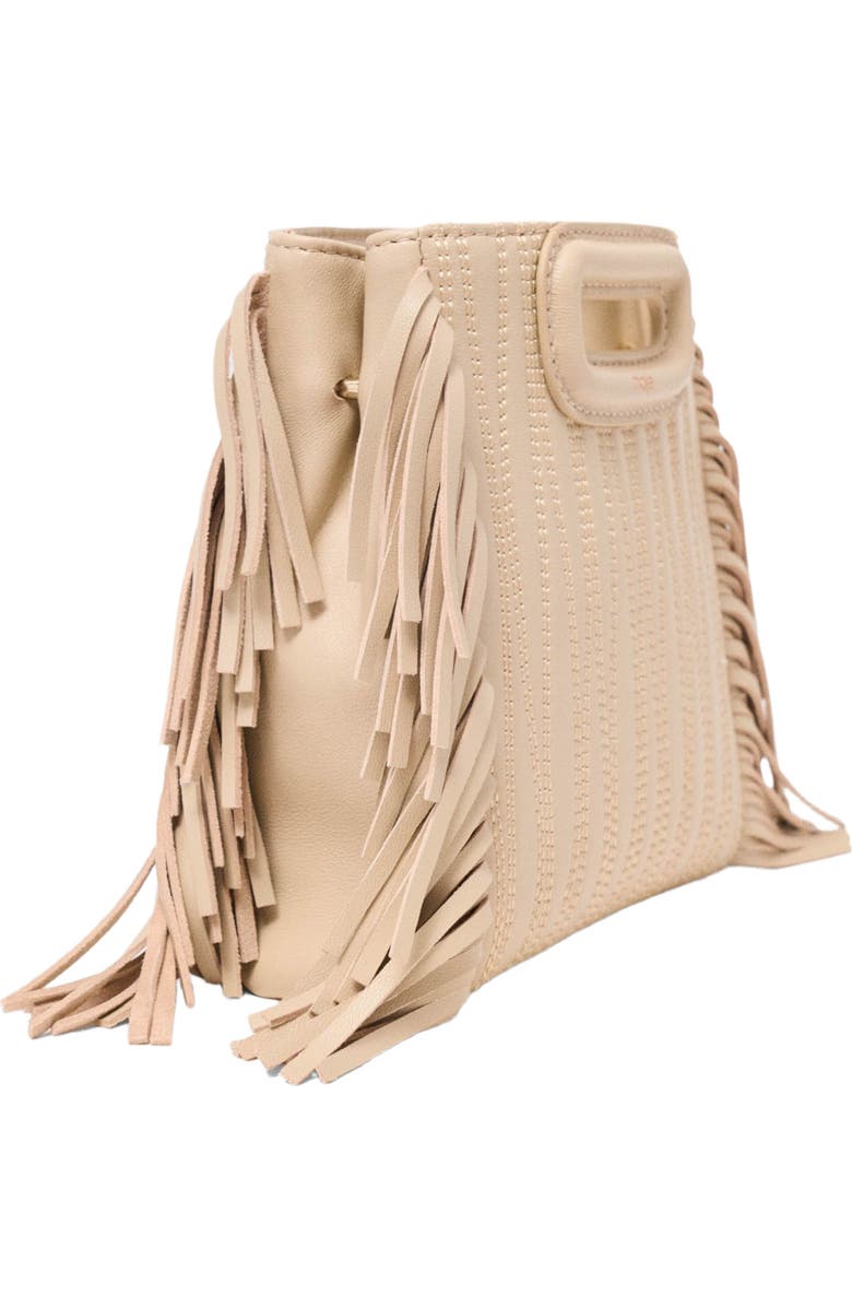 maje Topstitched leather mini M bag, Alternate, color, Cream