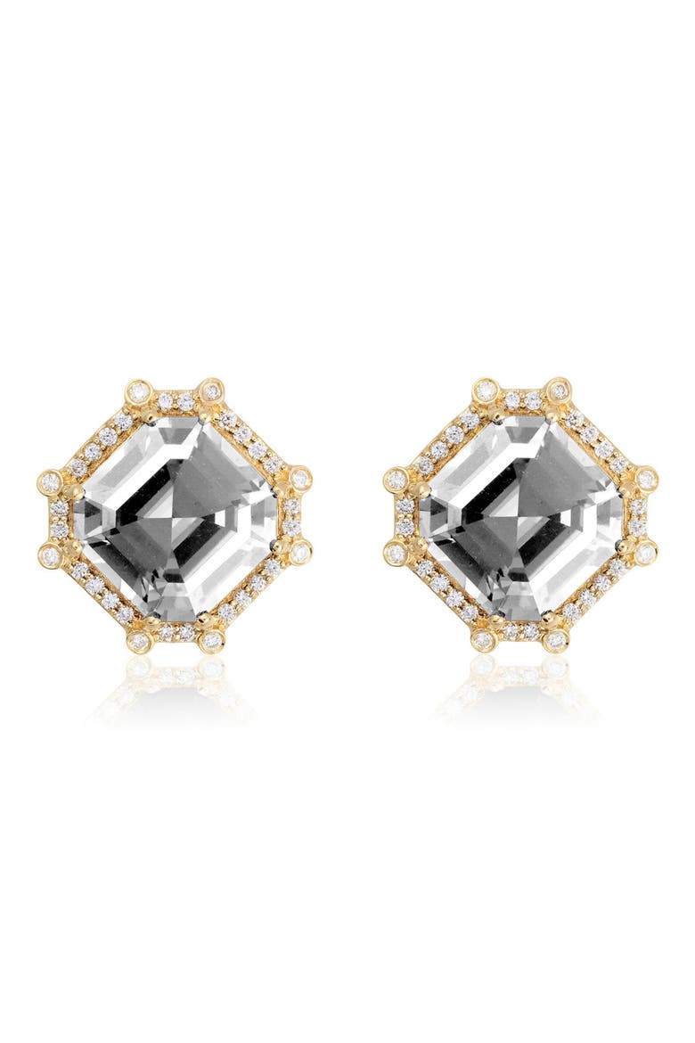 Asscher Cut Stone Stud Earrings, Main, color, CLEAR