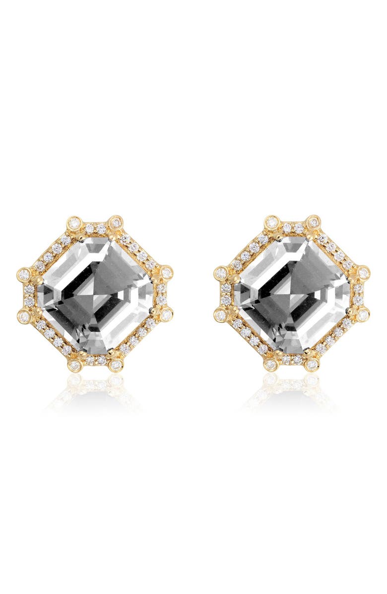 GOSHWARA Asscher Cut Stone Stud Earrings, Main, color, Clear