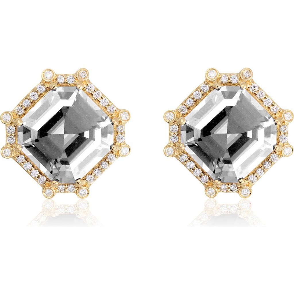 Goshwara Asscher Cut Stone Stud Earrings In Transparent