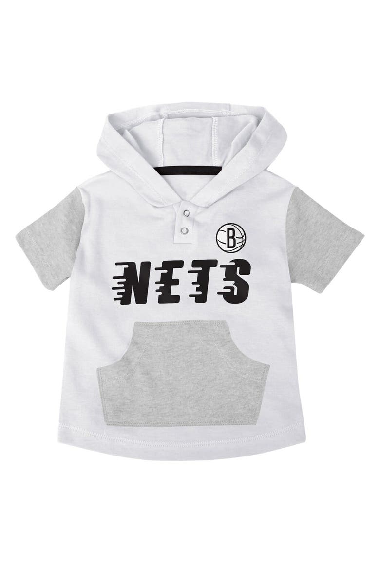 Infant Black/White/Gray Brooklyn Nets Bank Shot Bodysuit, Hoodie T-Shirt & Shorts Set, Alternate, color, Black