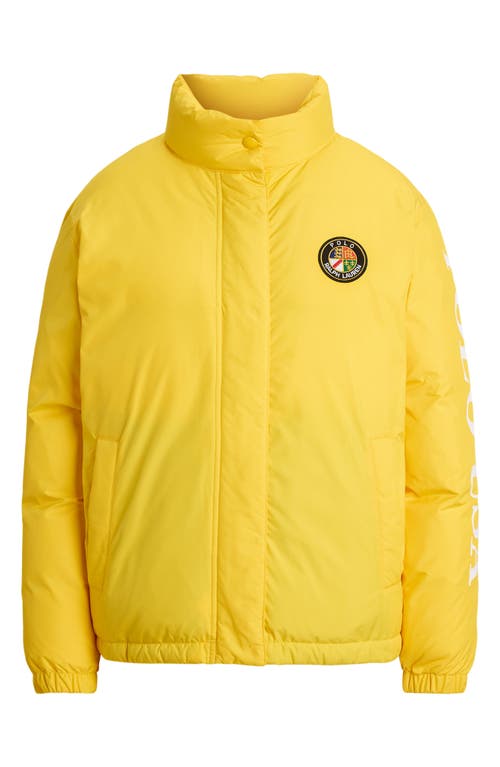 Polo Ralph Lauren Logo Down Puffer Jacket In Yellow