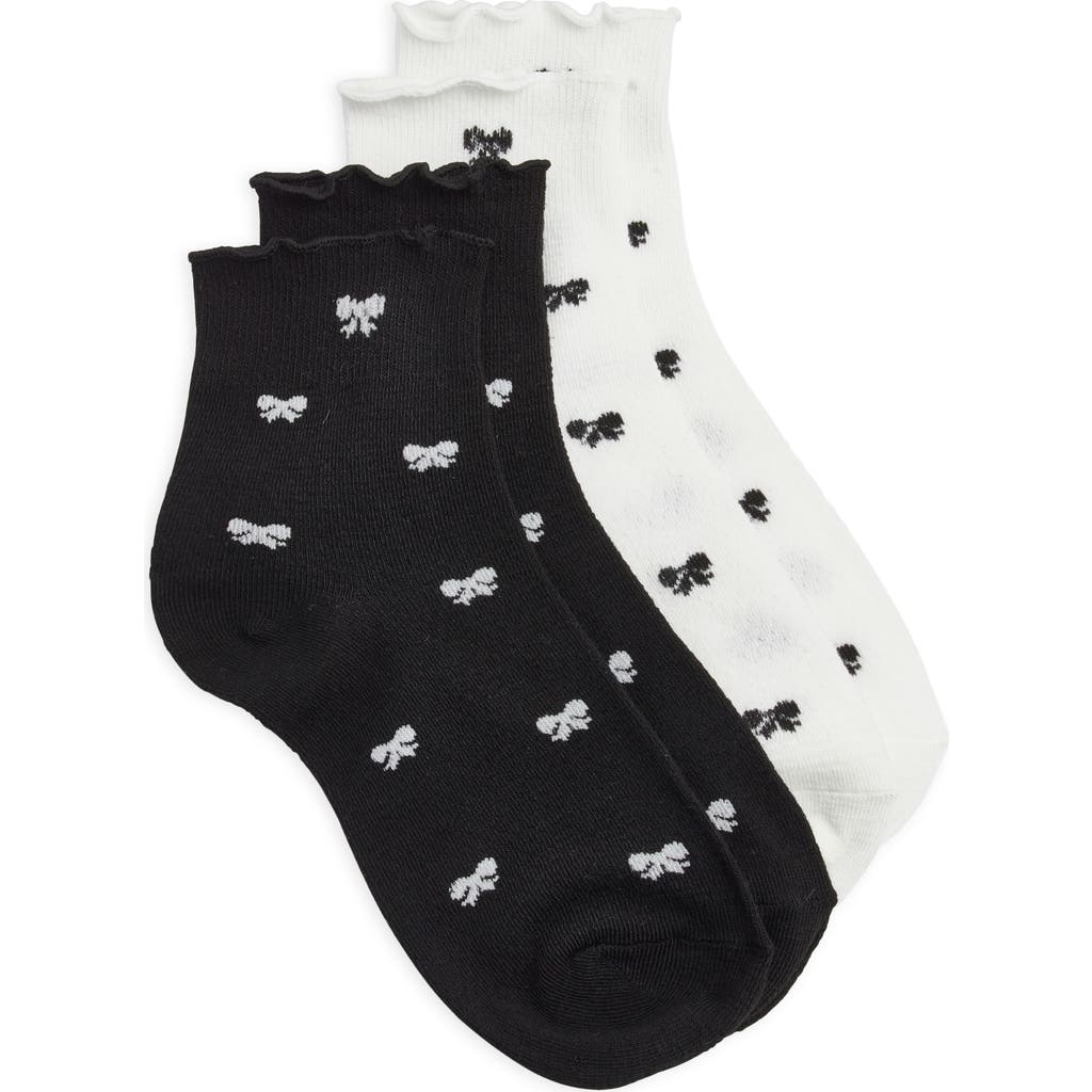 Stems 2-Pack Bow Ruffle Ankle Socks in Black /White  product