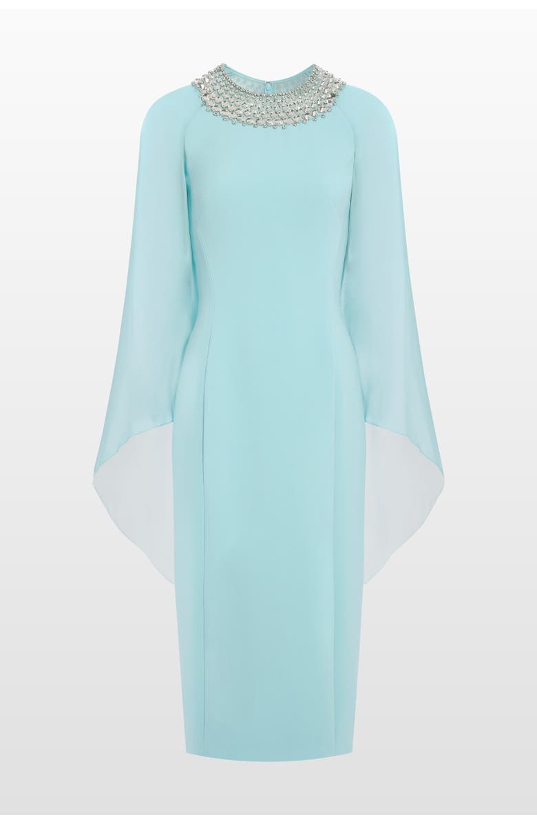 Jenny Packham Sunbeam Beaded Midi Dress, Main, color, Light Azure