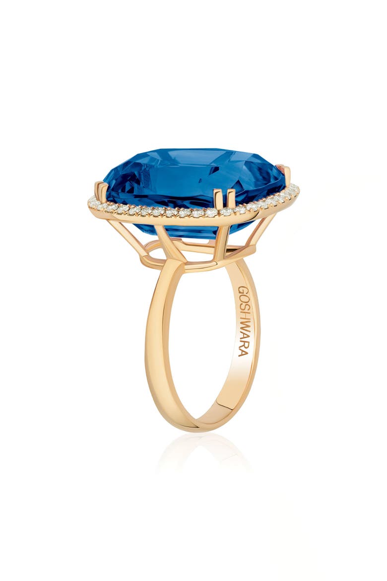 Gossip Cushion Cut Blue Topaz & Diamond Cocktail Ring, Alternate, color, LONDON BLUE TOPAZ