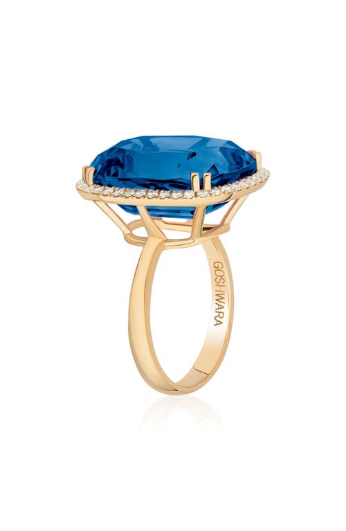 Goshwara Gossip Cushion Cut Blue Topaz & Diamond Cocktail Ring In Blue