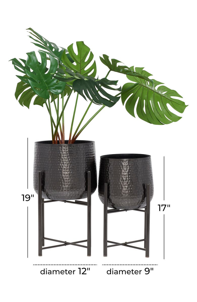 COSMO BY COSMOPOLITAN Black Metal Modern Planter with Removable Stand - Set of 2, Alternate, color,
