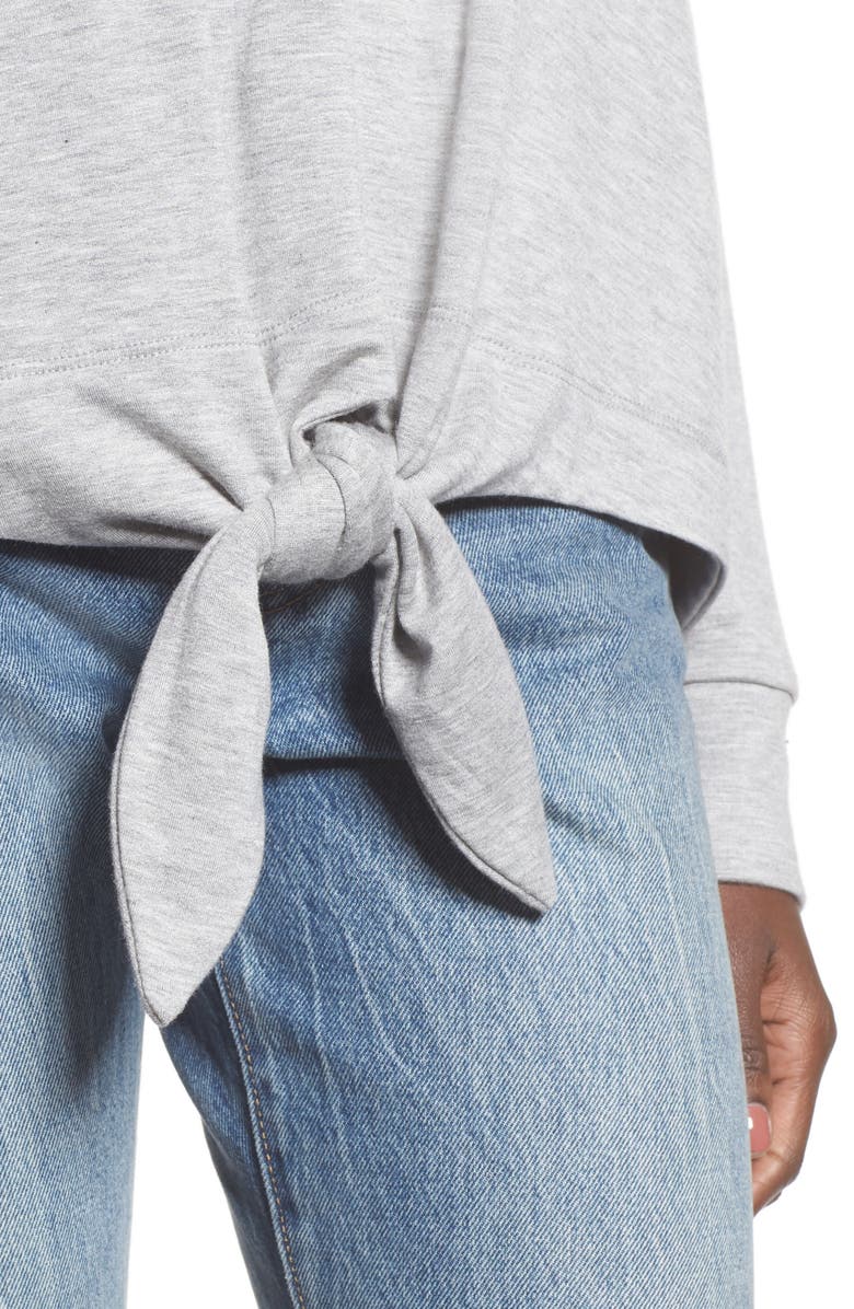Socialite Tie Front Sweatshirt, Alternate, color,