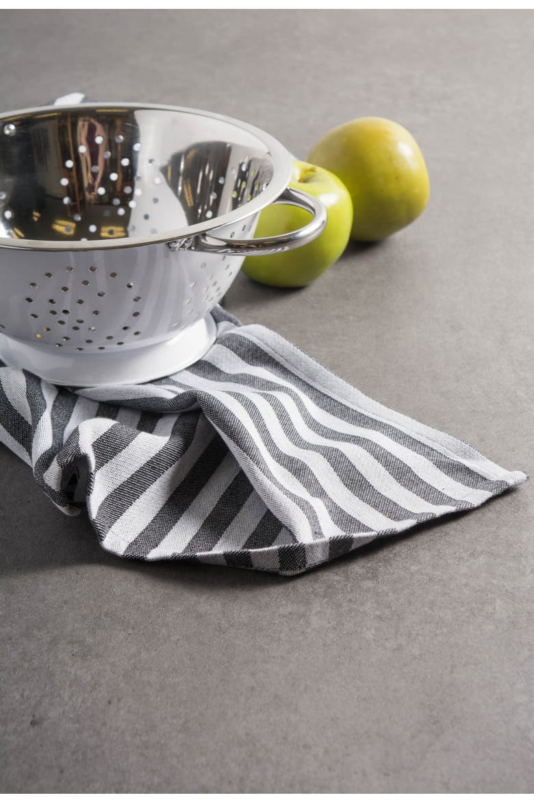 Classic Black/White Jacquard Stripe Dishtowel Set/3, Alternate, color, Black/White
