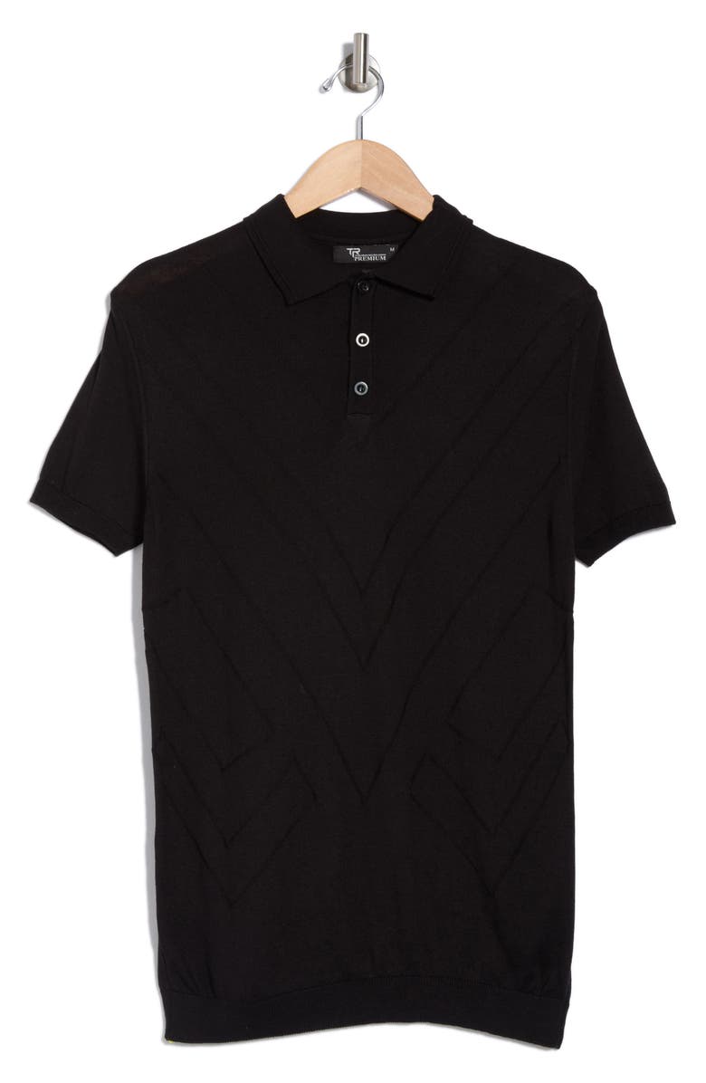 T.R. PREMIUM Textured Sweater Knit Polo, Alternate, color, Black