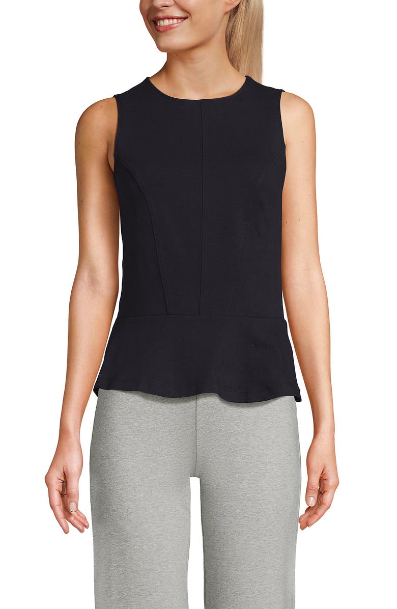 Lands' End Sleeveless Starfish Peplum Top, Main, color, Black