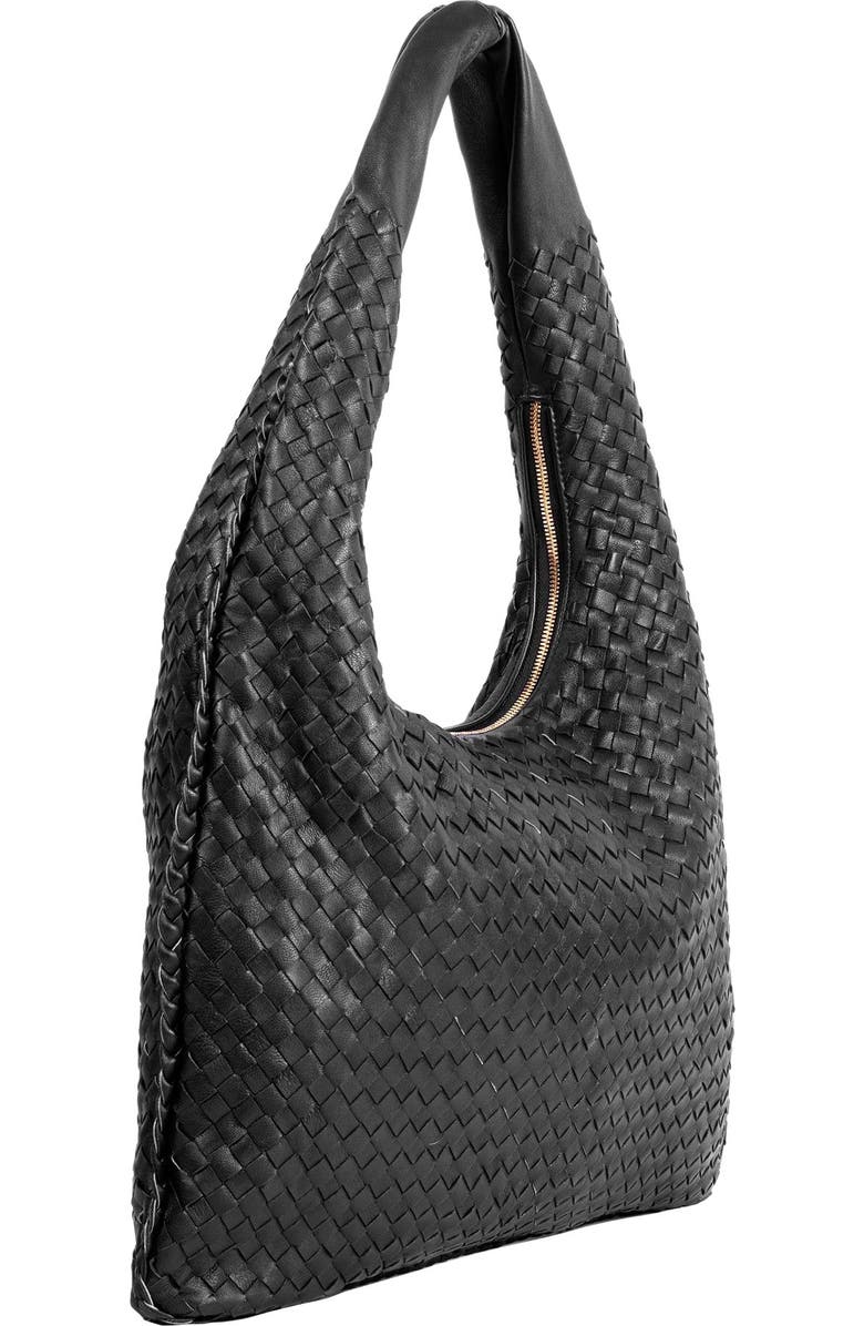 The Artisan & Company Woven Leather Slouchy Hobo Bag-Black, Alternate, color,