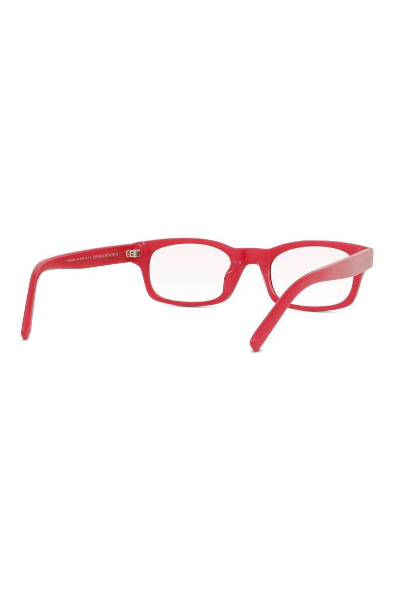 49mm Blue Rectangular Blue Light Blocking Glasses, Alternate, color, SHINY RED