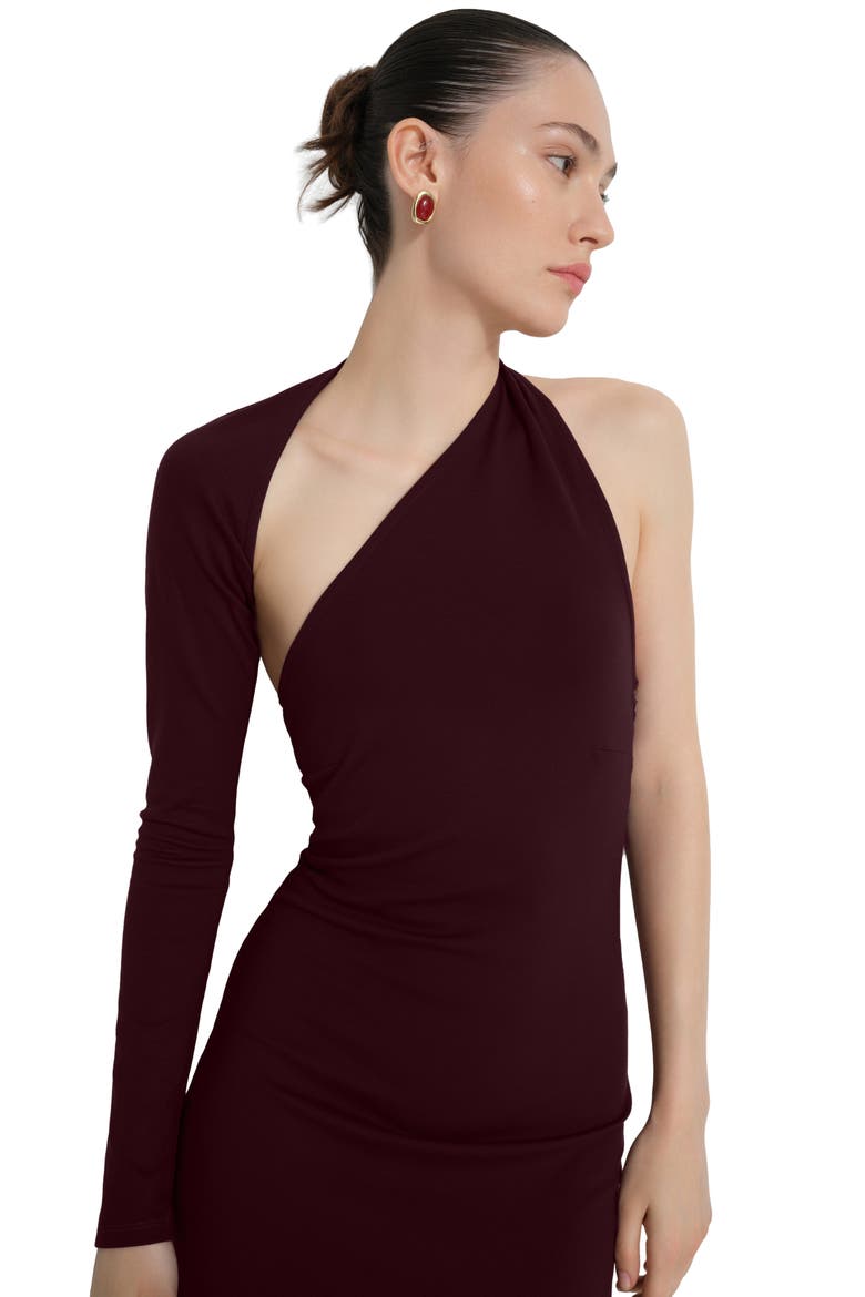 Manhattan One Shoulder Gown, Alternate, color, BURGUNDY