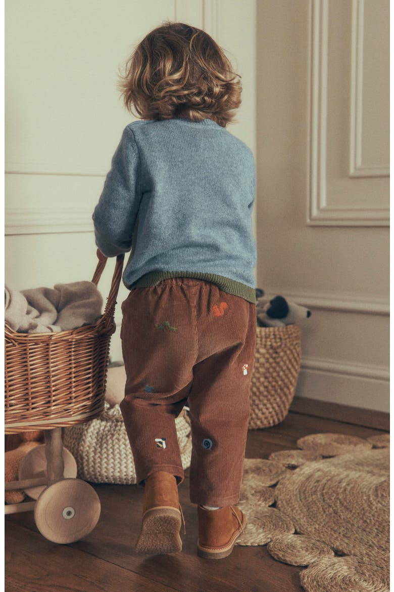 Kids' Embroidered Cotton Corduroy Trousers, Alternate, color, EMBROIDERED TAUPE