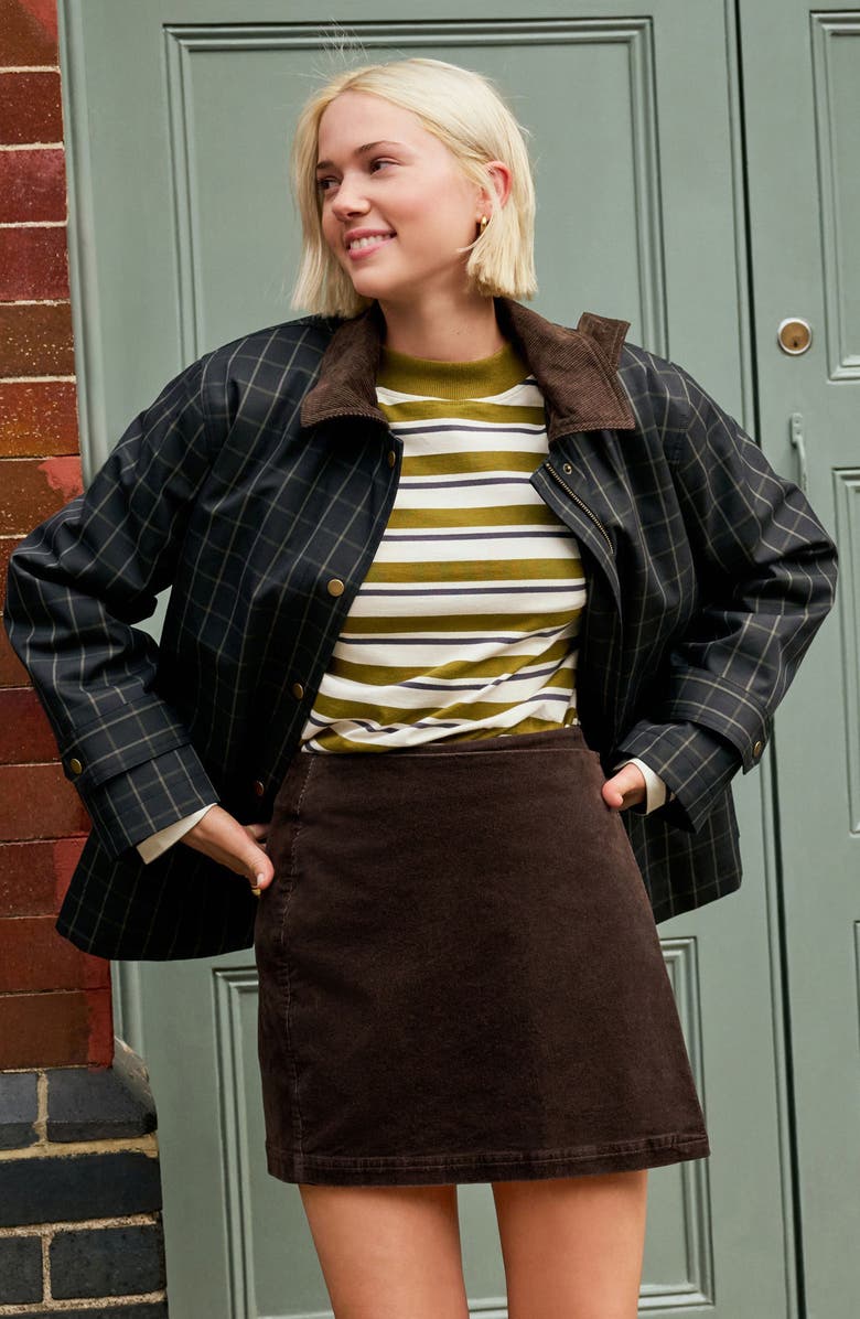 NEXT Corduroy Collar Waxed Jacket, Alternate, color, Blue