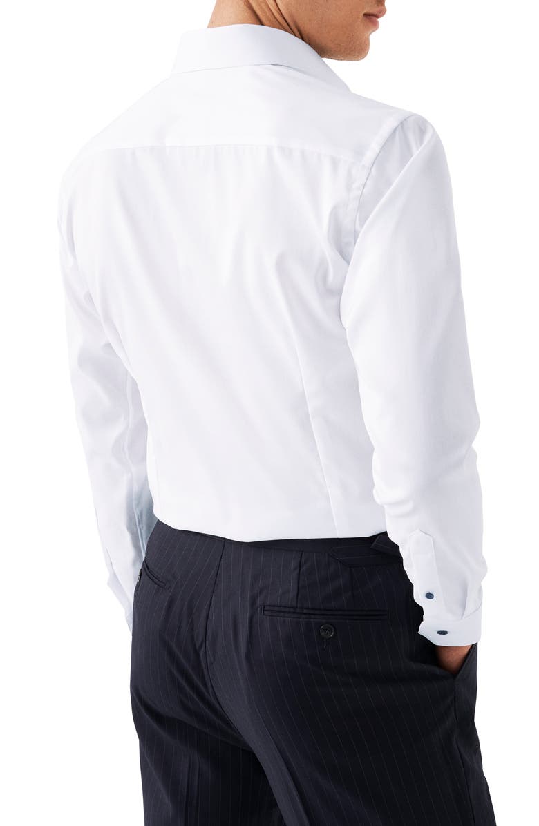 Eton Slim Fit Cotton Twill Dress Shirt, Alternate, color, White/Navy