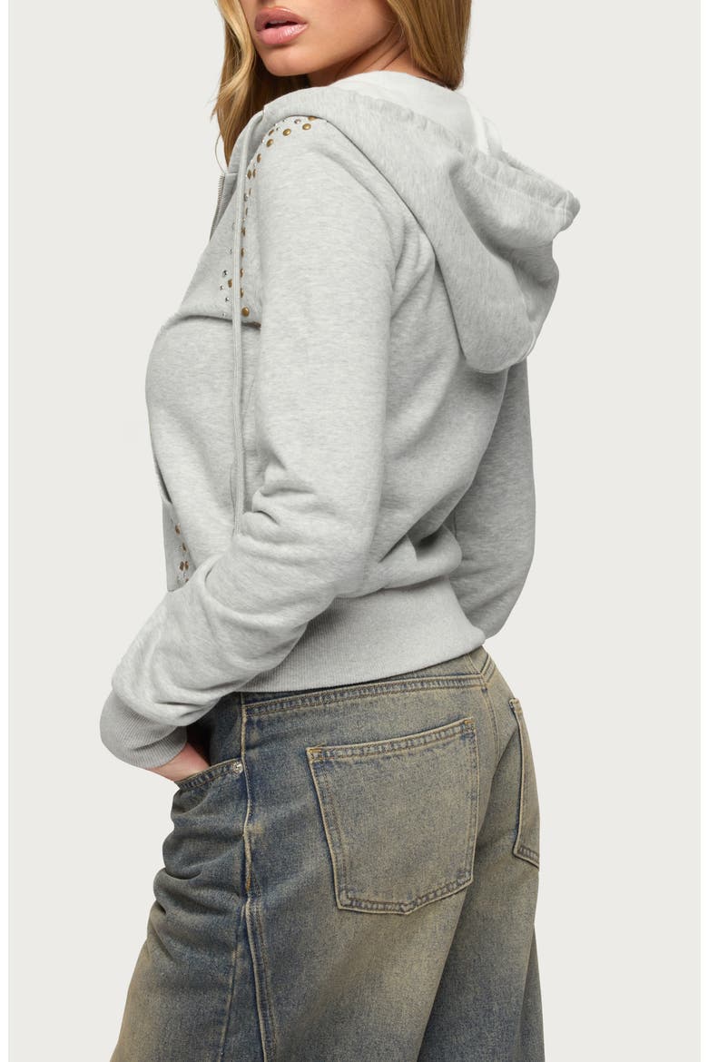 Patricia Studded Zip-Up Hoodie, Alternate, color, GRAY-MELANGE