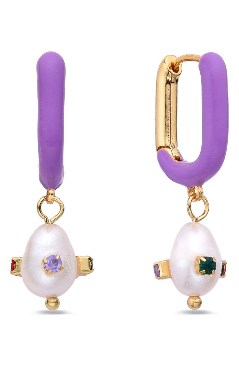 EYE CANDY LOS ANGELES Colette Enamel, Crystal & Imitation Pearl Drop Earrings, Alternate, color,