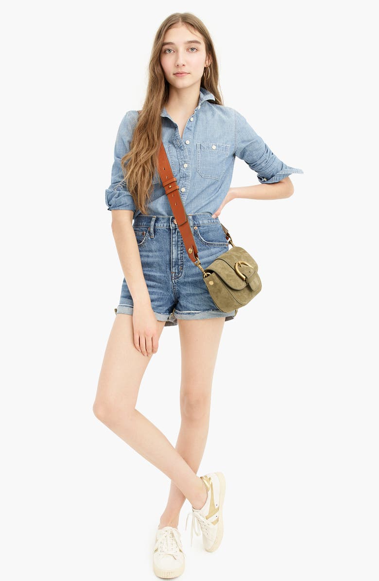 J.Crew Button-Up Japanese Denim Shirt, Alternate, color, 