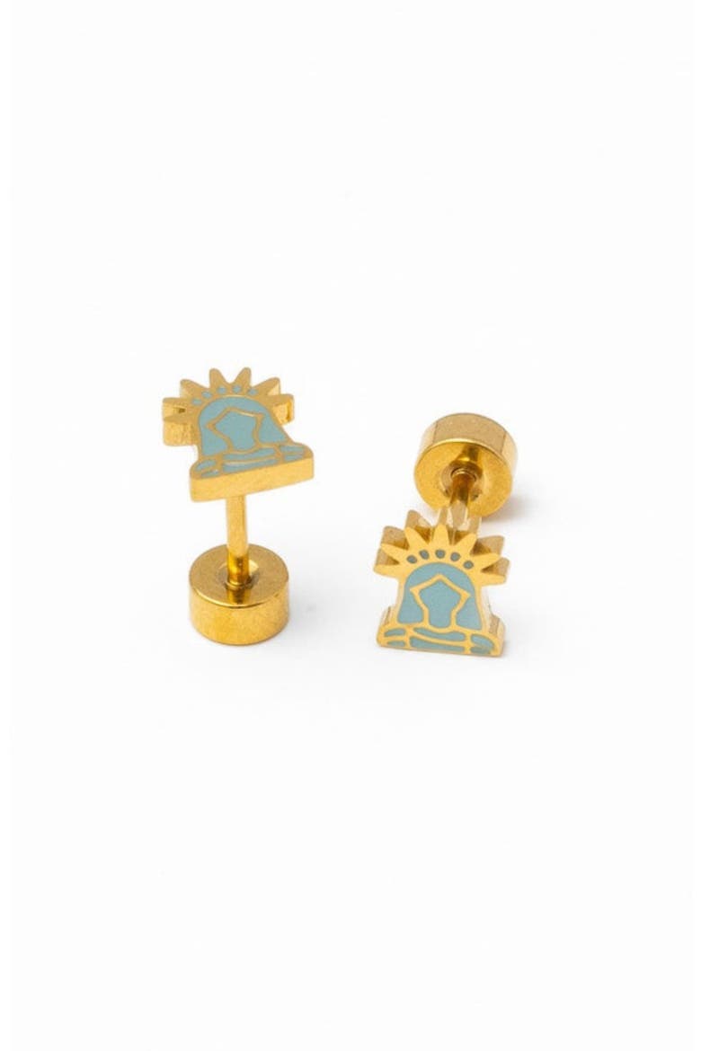 Lady Liberty Stud Earrings, Main, color, Blue