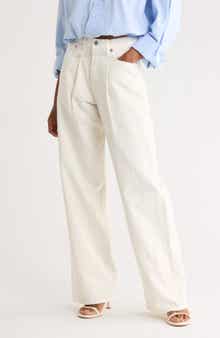 R13 Damon Pleated High Waist Wide Leg Jeans