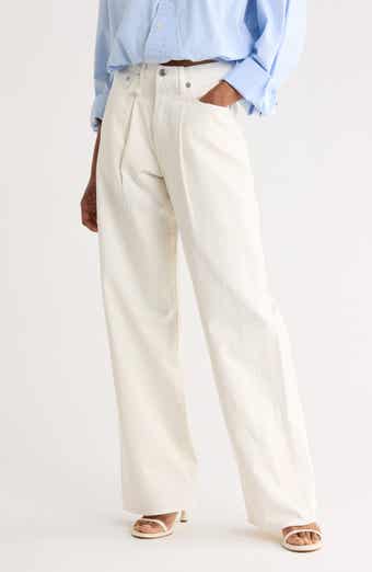 R13 Damon Pleated High Waist Wide Leg Jeans