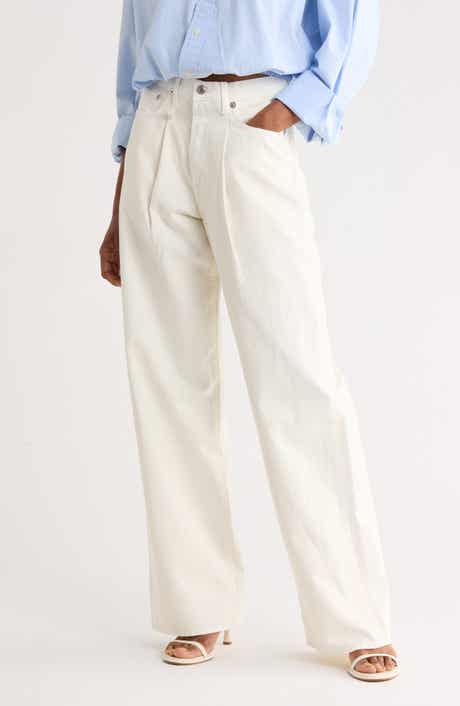 R13 Damon Pleated High Waist Wide Leg Jeans