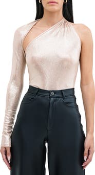 Marcella Manhattan Metallic One-Shoulder Shirt