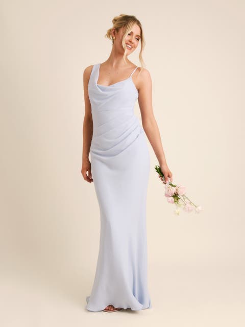 Cowl Front Chiffon Bridesmaid Dress