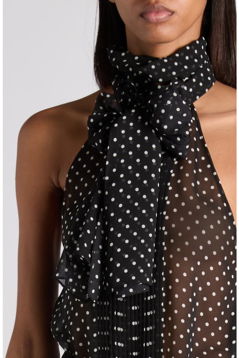 Polka Dot Scarf Neck Silk Chiffon Top (Women) | Nordstrom