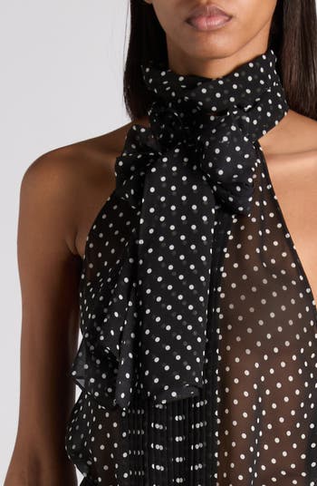 TOM FORD Polka Dot Scarf Neck Silk Chiffon Top | Nordstrom