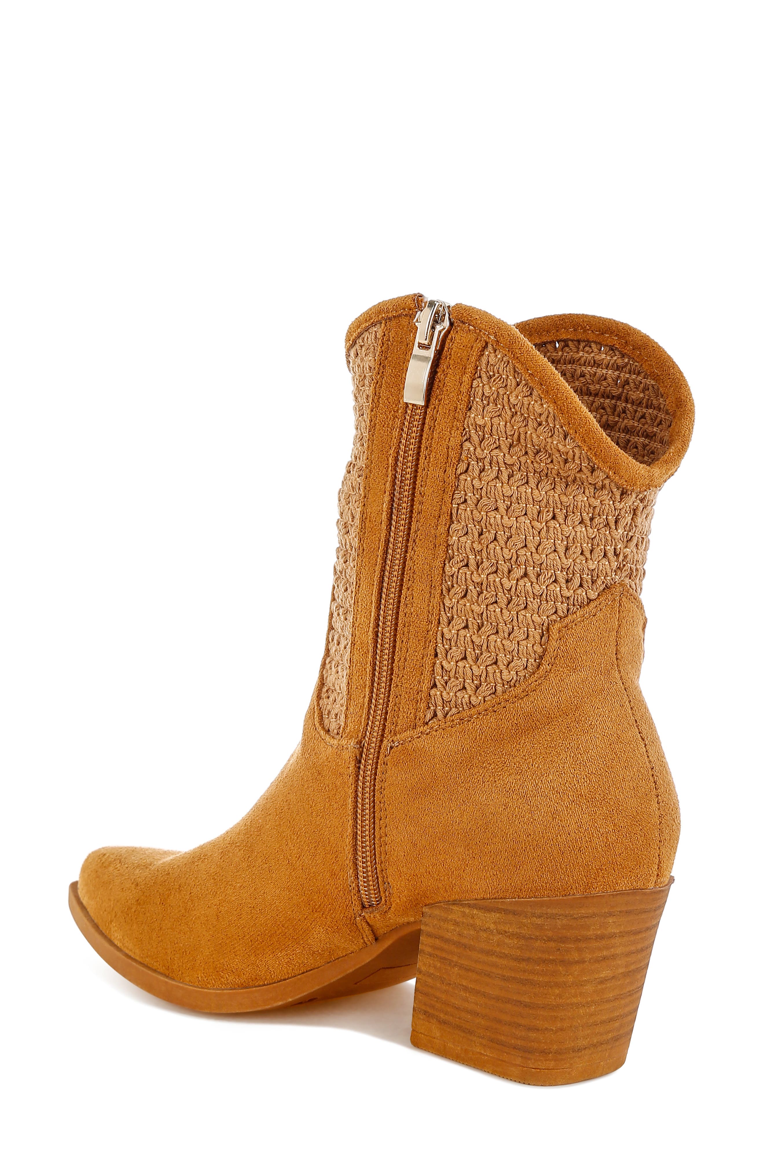 LONDON RAG Bimmy Crochet Trim Western Bootie, Alternate, color, Tan