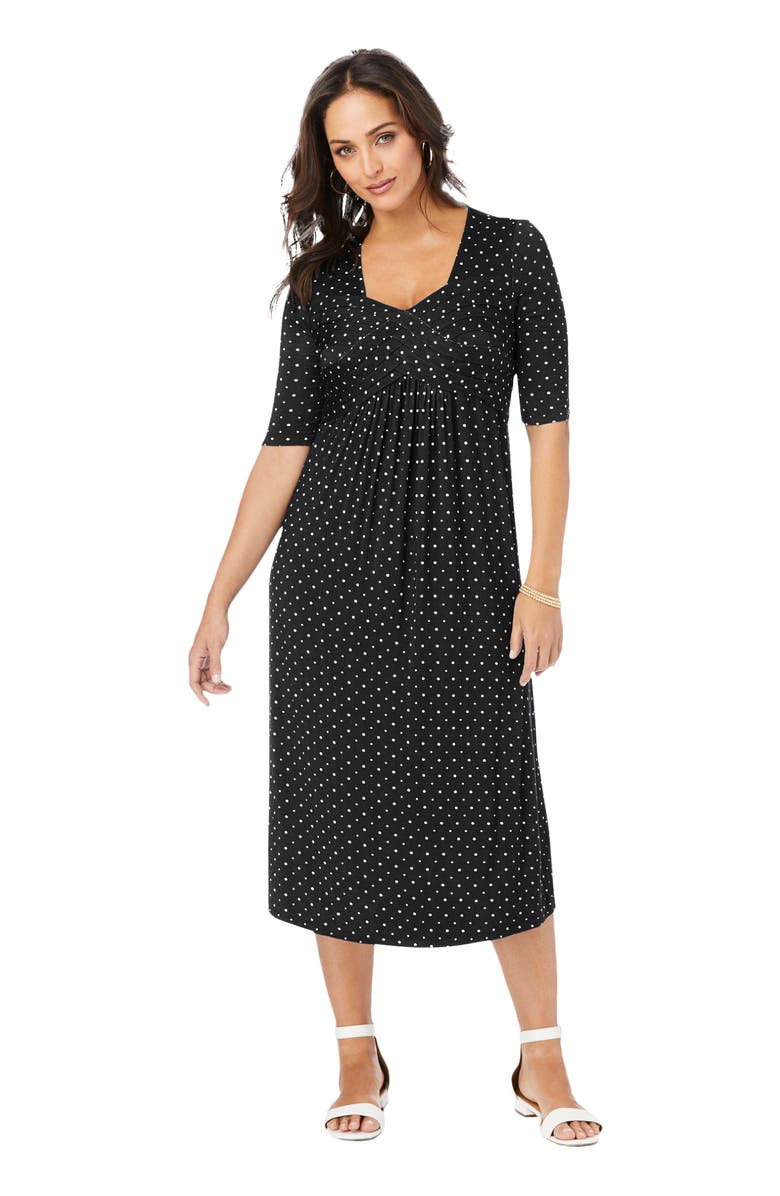 Jessica London Stretch Knit Pleated Front Dress, Main, color, 