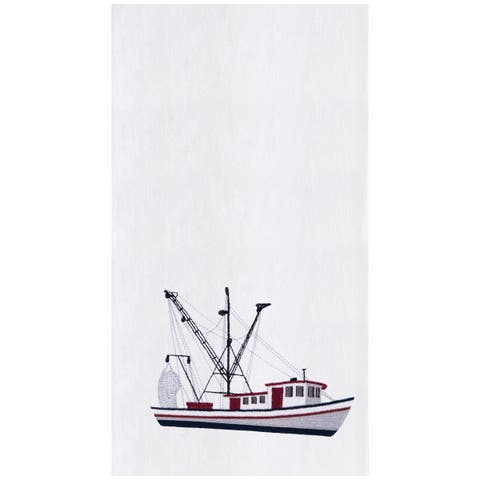 Shrimp Boat Kitchen and Bathroom Embroidered Hand Towel