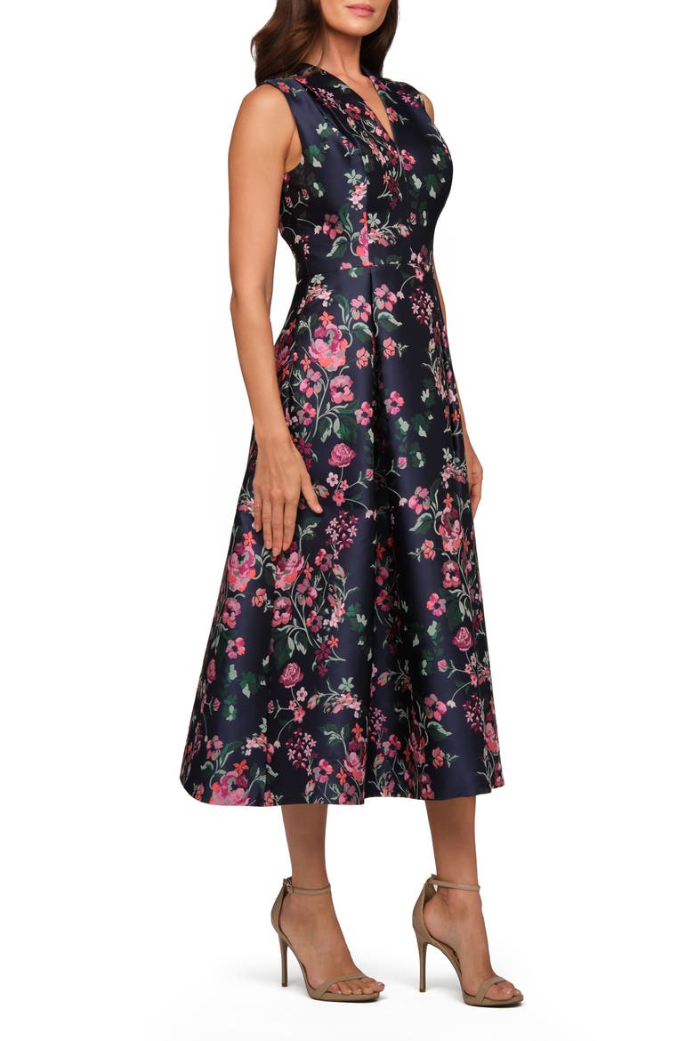 Rhea Floral Midi Cocktail Dress, Alternate, color, INK BLUE MULTI